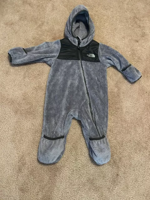 The North Face Fleece Snowsuit Bunting Baby Infant Size 0-3 Months Gray