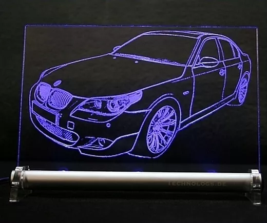 LED-Leuchtschild graviert ist BMW 5 e60 Limousine  AutoGravur 5er limo 5