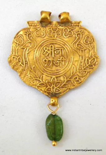 vintage antique tribal old 22kt gold pendant Necklace shreenath ji gold pendant