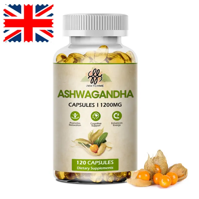 Ashwagandha Extract 1200mg - 120 Capsules Stress Fatigue Anxiety Relief Organic