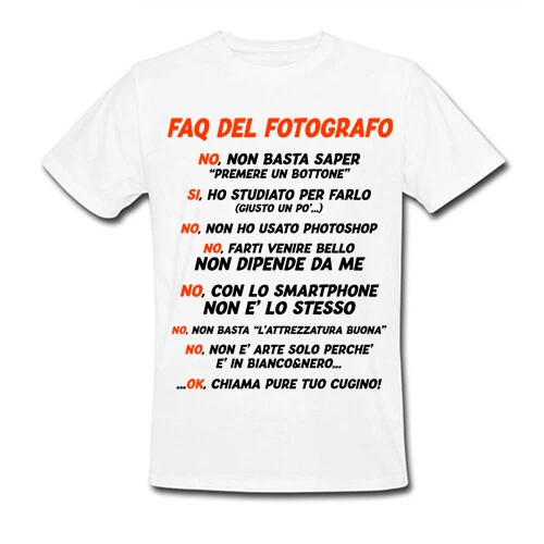 T-shirt maglietta uomo FAQ fotografo cose da non chiedere risposte divertenti!