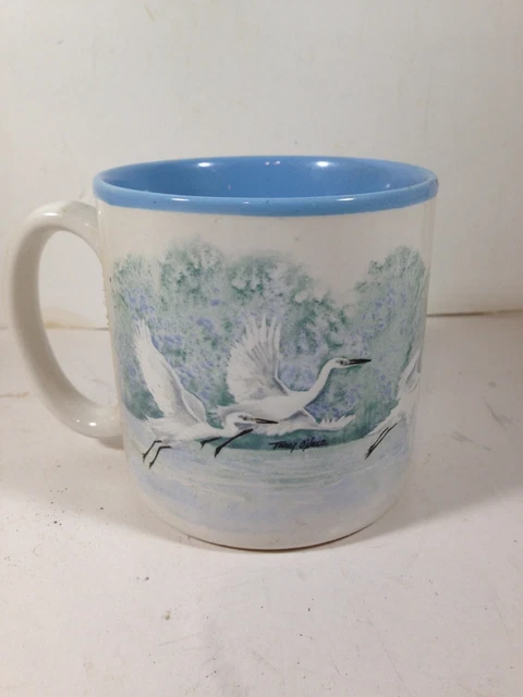 Ceramic Blue Egrets Birds in Flight Coffee Mug Potpourri Press