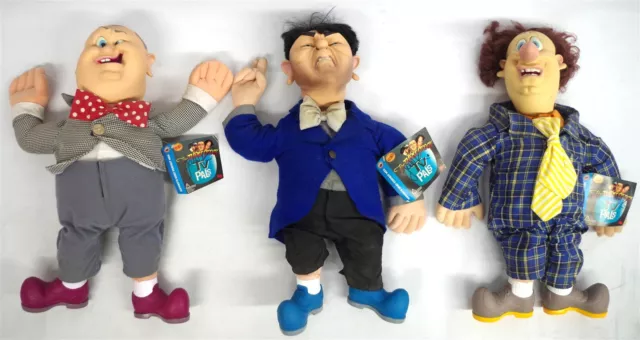 Lot of (3) Three Stooges T.V. Pals Dolls w/ Tags Signed by John Kricfalusi NEW