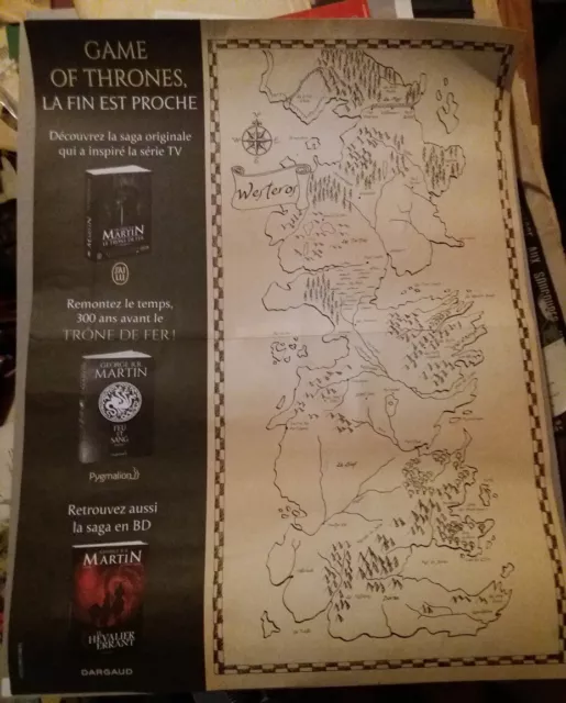 C1 TRONE DE FER Game of Thrones AFFICHE PLV Carte Westeros RARE