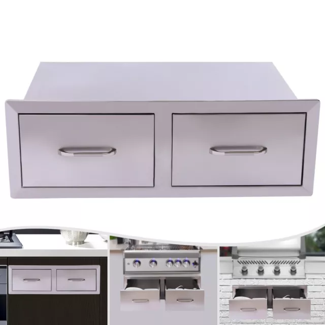 NEW Kitchen Cabinet Access Drawer for Outdoor Grills Ovens BBQ Stainless Steel