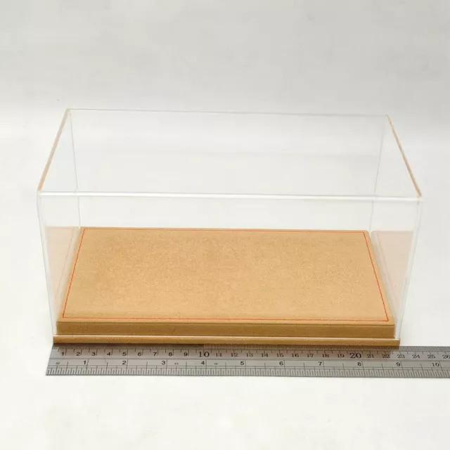 23cm Thicken Acrylic Case Display Box Clear Dustproof Models Car Brown Flannel