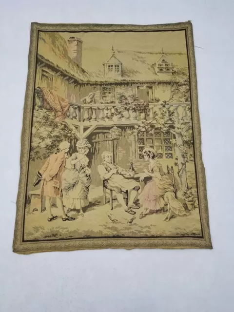Vintage French Family Scene Wall Hanging Tapestry 179x136cm