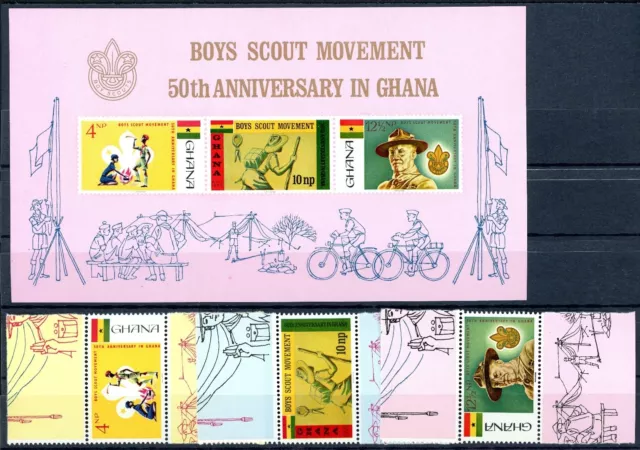 Ghana 31-21A + Block 27 Mint Boy Scouts #HO409