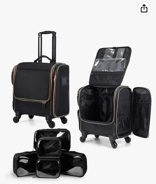 Stagiant Rolling Makeup Train Case, Professional Makeup Case,