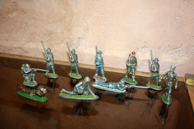 Soldats Quiralu En Aluminium - 2 Personnages Militaires Américains GI - Échelle 1:32 (60mm) - Occasion Années 1950