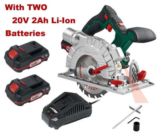 PARKSIDE 20V CORDLESS Circular Saw with TWO 2Ah Li-Ion Batteries