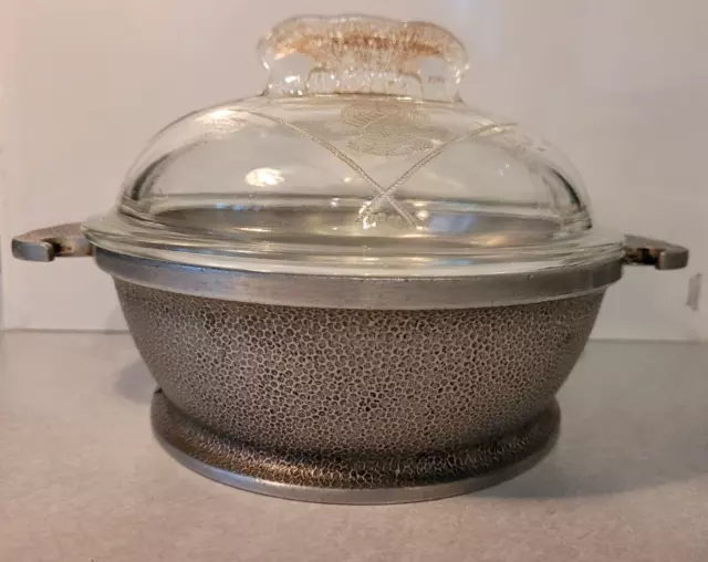 Vintage Guardian Service Cookware Cast Aluminum Pot Hammered, Dome Glass Lid