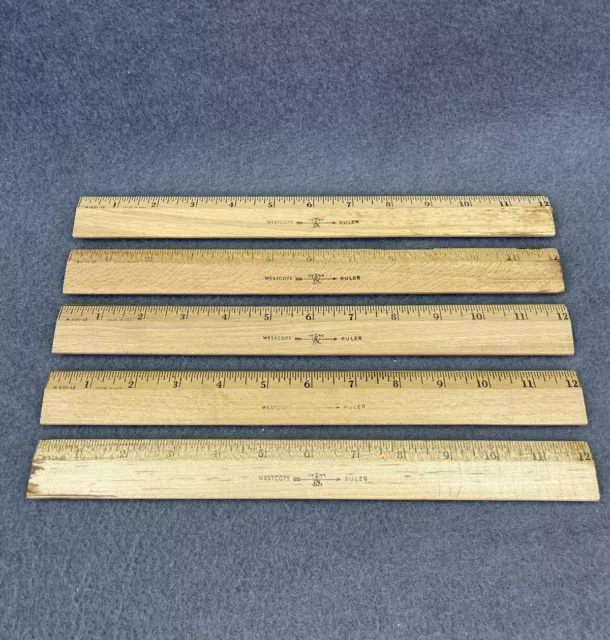 WESTCOTT RULER 12 Inches Wood New Old Stock NOS Metal Edge VINTAGE