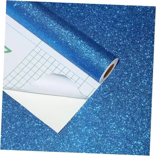 15.7"x236" Peel and Stick Wallpaper Glitter Ocean Self 15.7 x 236 inch Blue