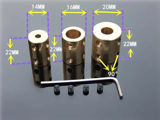 14mm/16mm/20mm Copper Shaft Coupling Rigid Coupling Coupler Motor Connector DIY 2