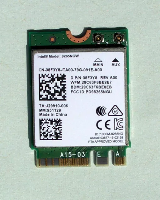 Intel Dual Band Wireles AC8265 Model:8265NGW Neue Version TA-006 867Mbps 08F3Y8