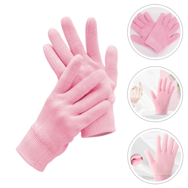 Guantes de máscara de mano hilo de algodón exterior humectantes puños rosa