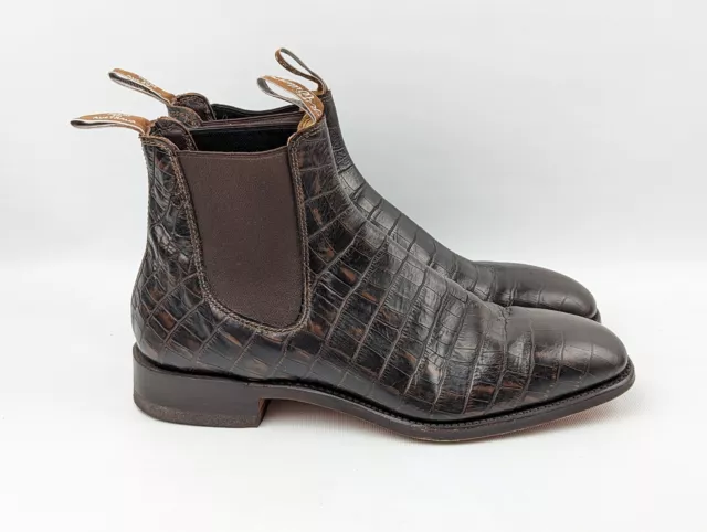 R.M. WILLIAMS CROCODILE Print Boots Leather Sole Mens 8.5 F Narrow