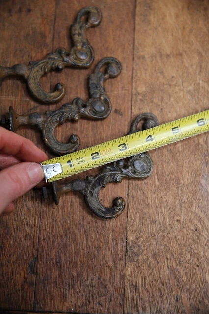 Antique Curtain Rod Tiebacks Holder Hooks Cast Iron hat rack coat hooks ornate 6