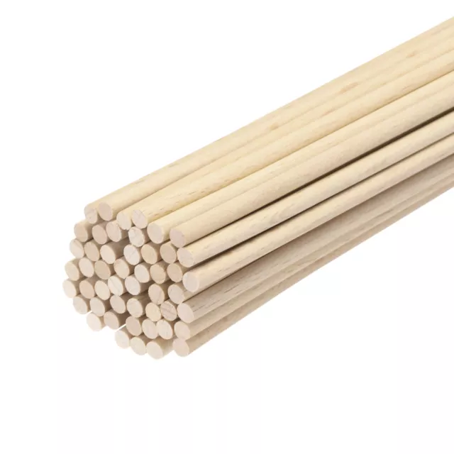 50pcs Round Wood Sticks 2"x8" Dowel Rod Unfinished Hardwood Stick Craft Twigs
