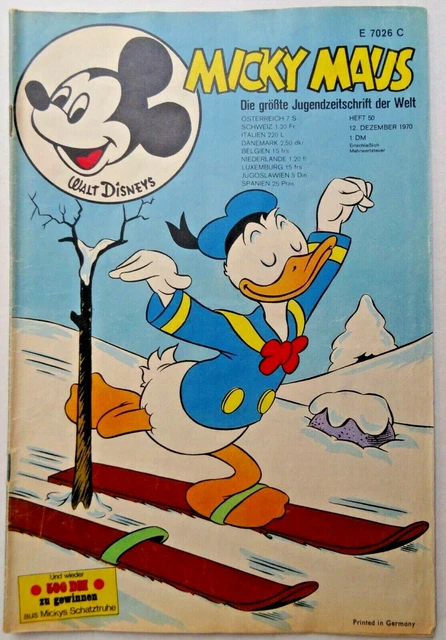 1 Micky Maus Heft Nr. 50 aus 1970, mit Schnipp und Sammelbild, Zustand 2