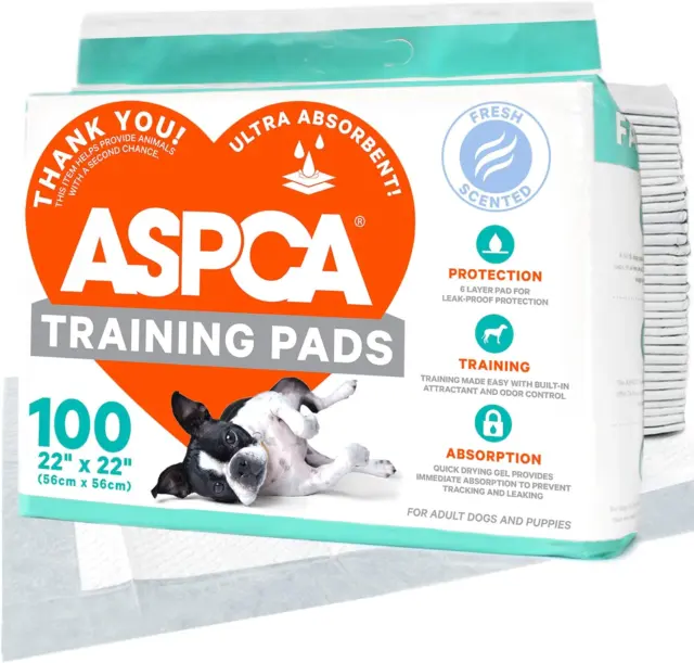 ASPCA 100 Dog Potty Training Pads Puppy Pads Pet Pee Mats 22X22 Fresh Scented