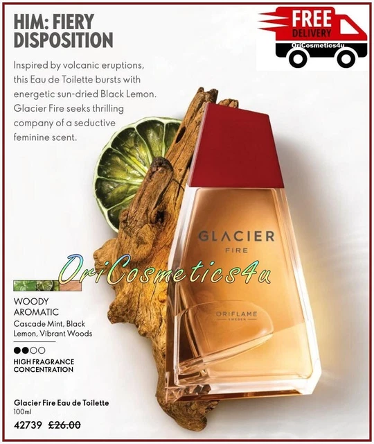 ORIFLAME GLACIER FIRE Eau de Toilette A Woody Aromatic Scent For