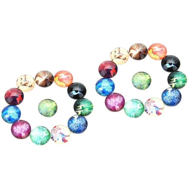 2x Glaskuppel-Cabochons Machen Liefert Glas Bedeckt Dome Mosaik Glas Cabochons