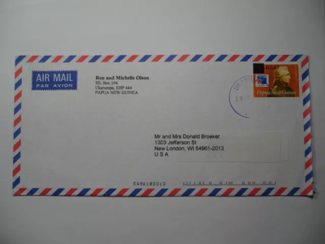 Stampmart : Papua New Guinea 1999 Air Mail Overprint Stamp Cover Used To Wi Usa