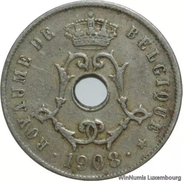 W0102 Belgique 25 Centimes Albert Ier type Michaux 1908 FR Legende