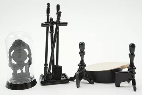 Dollhouse Miniatures 1:12 Scale Black Fireplace Accessories #IM66234