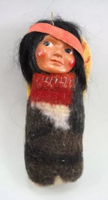 1930s vintage SKOOKUM NATIVE AMERICAN INDIAN DOLL patterned papoose,card backing