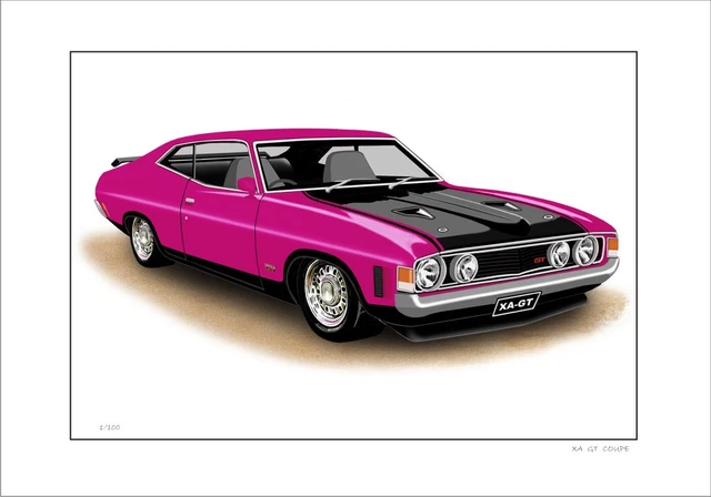 FORD XA 351Gt Falcon Coupe Limited Edition Car Drawing Print (8 Car  Colours) $16.50 - PicClick AU