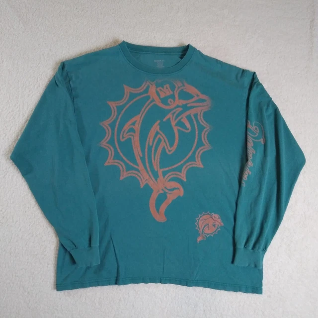 Miami Dolphins Shirt Extra Large Aqua Vintage Reebok Big Logo Graphic Football