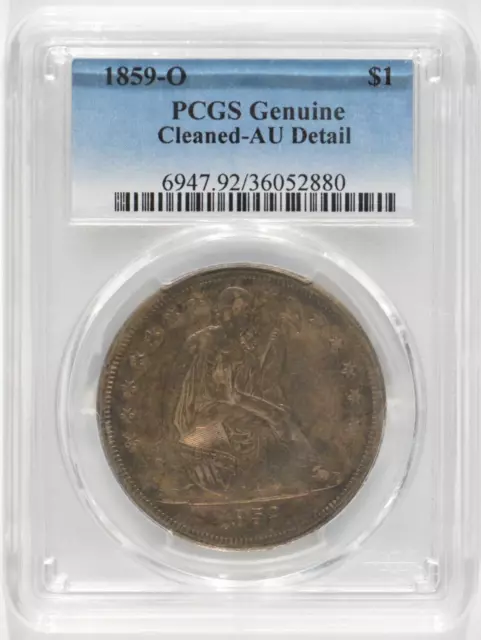 1859-O Seated Liberty Silver Dollar $1 PCGS AU Details Cleaned 36052880