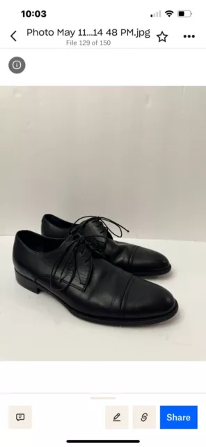 SALVATORE FERRAGAMO BLACK Cap Toe Oxford Dress Shoes Men Size 9.5 EE ...