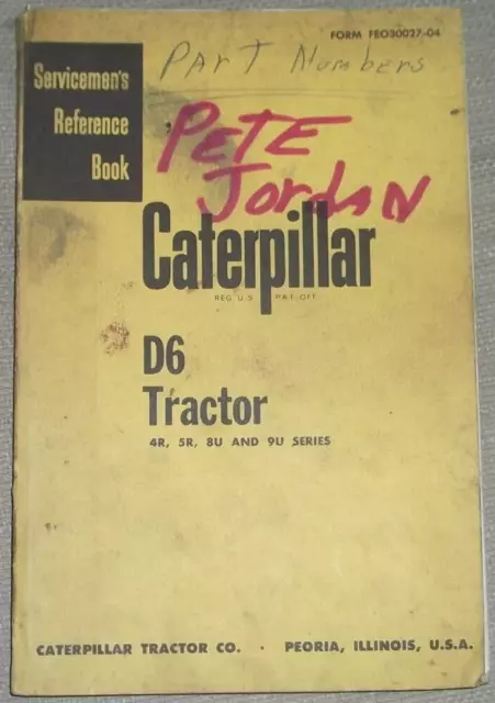 Cat CATERPILLAR D6 Tracteur Dozer Service Magasin Réparation Manuel Livre S / Et