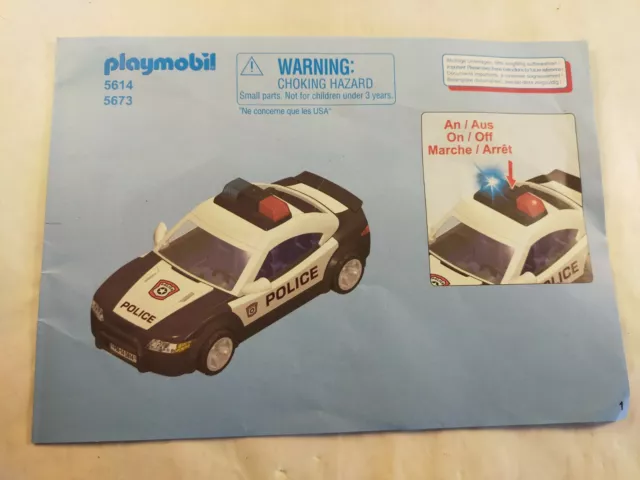 sympa  notice / plan de montage 5614 5673  Playmobil ( voiture   police ) 1