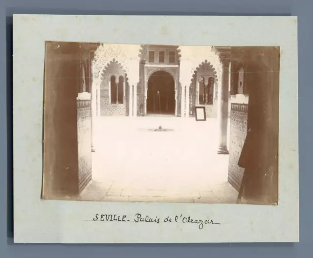Espagne, Seville, Palais de l&#039;Alcazar  Vintage print.  Tirage citrate