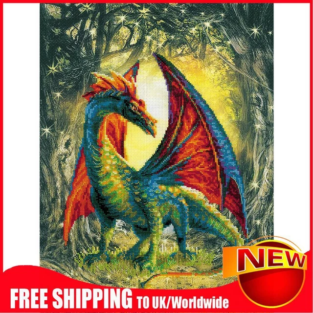 Full Cross Stitch Dragon Animal Embroidery Cotton Thread DIY 11CT Needlework Kit