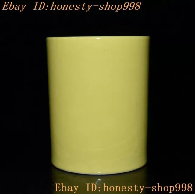 5.4" Marked Chinese dynasty Yellow glazed porcelain brush pot pencil vase statue