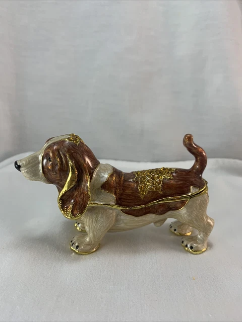 Adorable Beagle Bejewelled Bedazzled Trinket Box