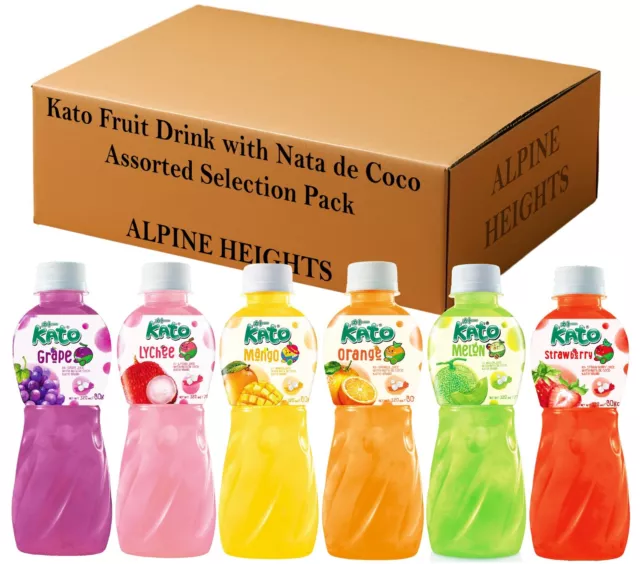 Kato Fruit Juice with Nata De Coco 320ml 24 Bottles | Assorted Pack | 6 Flavours