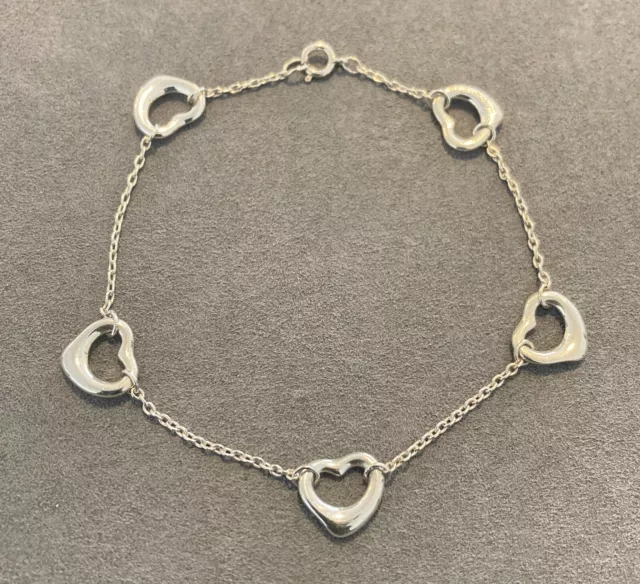 925 Tiffany & Co Open Heart Bracelet 8"