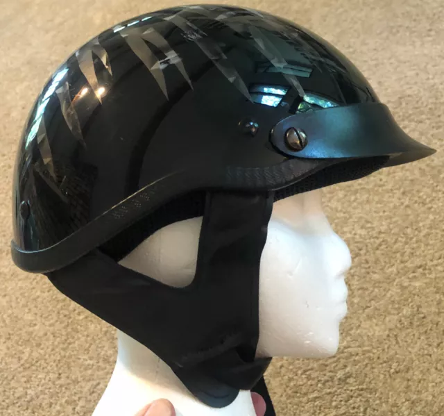HCI 100 Half Helmet Motorcycle Shorty w/Harley Sticker DOT Diamond Plate sz M