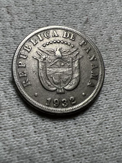 1932 Panama 5 Centesimos coin Mintage 332k   Z1615