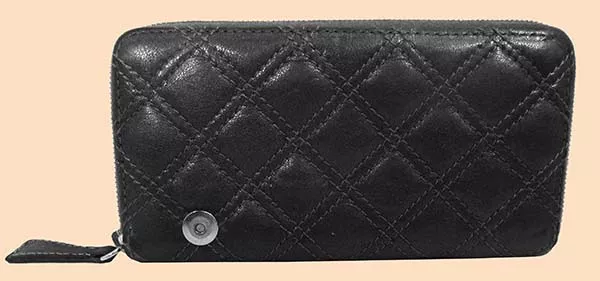 MARC Marc Jacobs THE DELUXE Grey Quilted Leather Zip Around Wallet Msrp $425.00