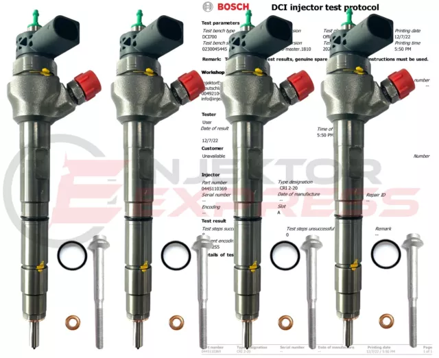 4x Injektor Einspritzdüse VW AUDI 2,0 TDI 03L130277J/Q 0445110369 0445110647