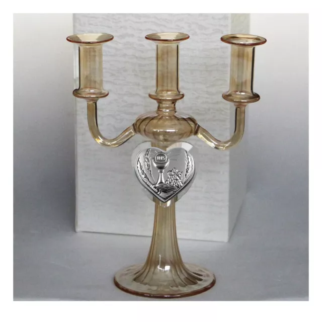 31828 Bomboniere Candeliere vetro soffiato Cuore Cristallo Calice Comunione