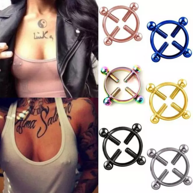 Nipple ring Adjustable Screw Non-Piercing Fake Piercing Jewelry Hot  s